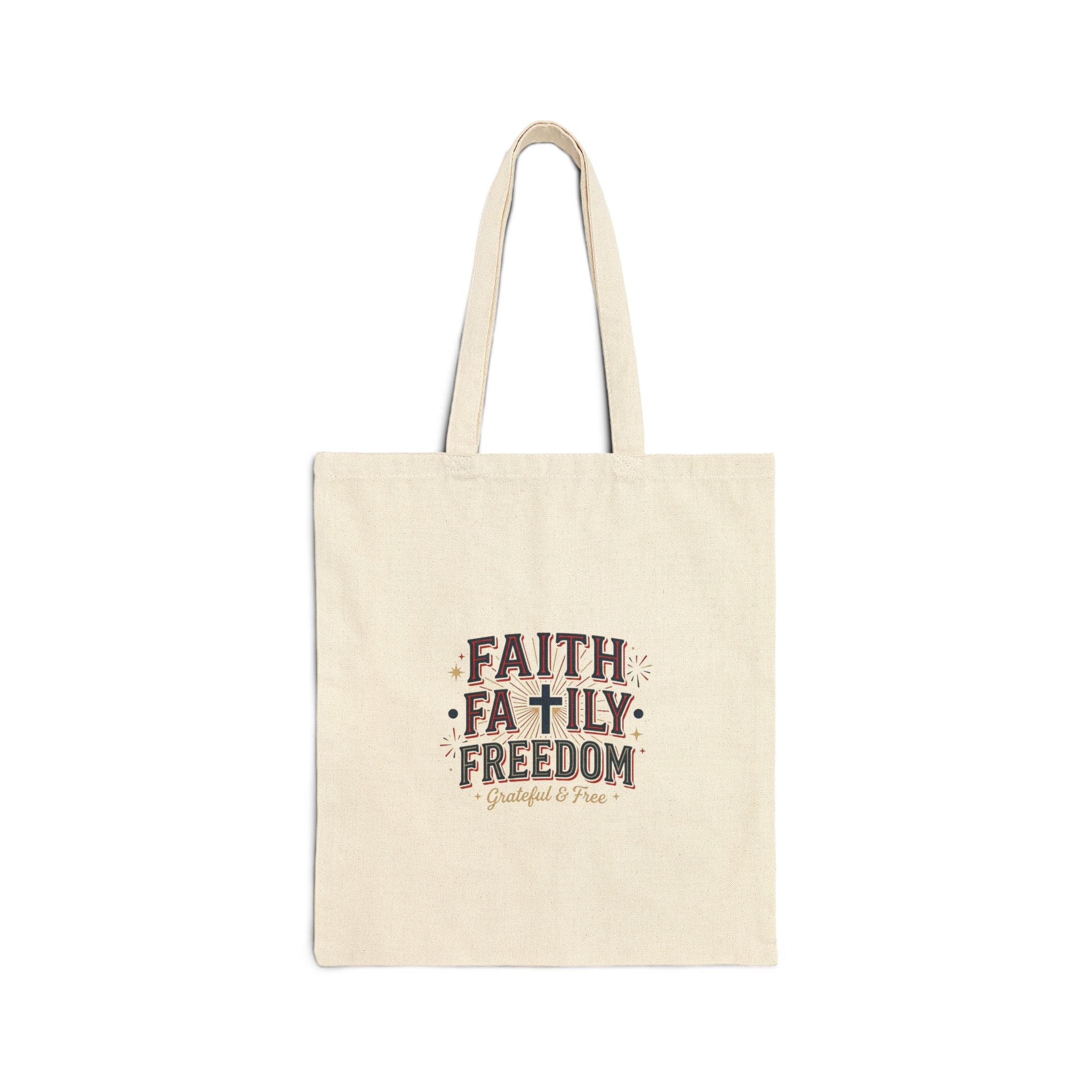 Faith Family Freedom Tote, patriotic faith-based July 4th, vintage Americana