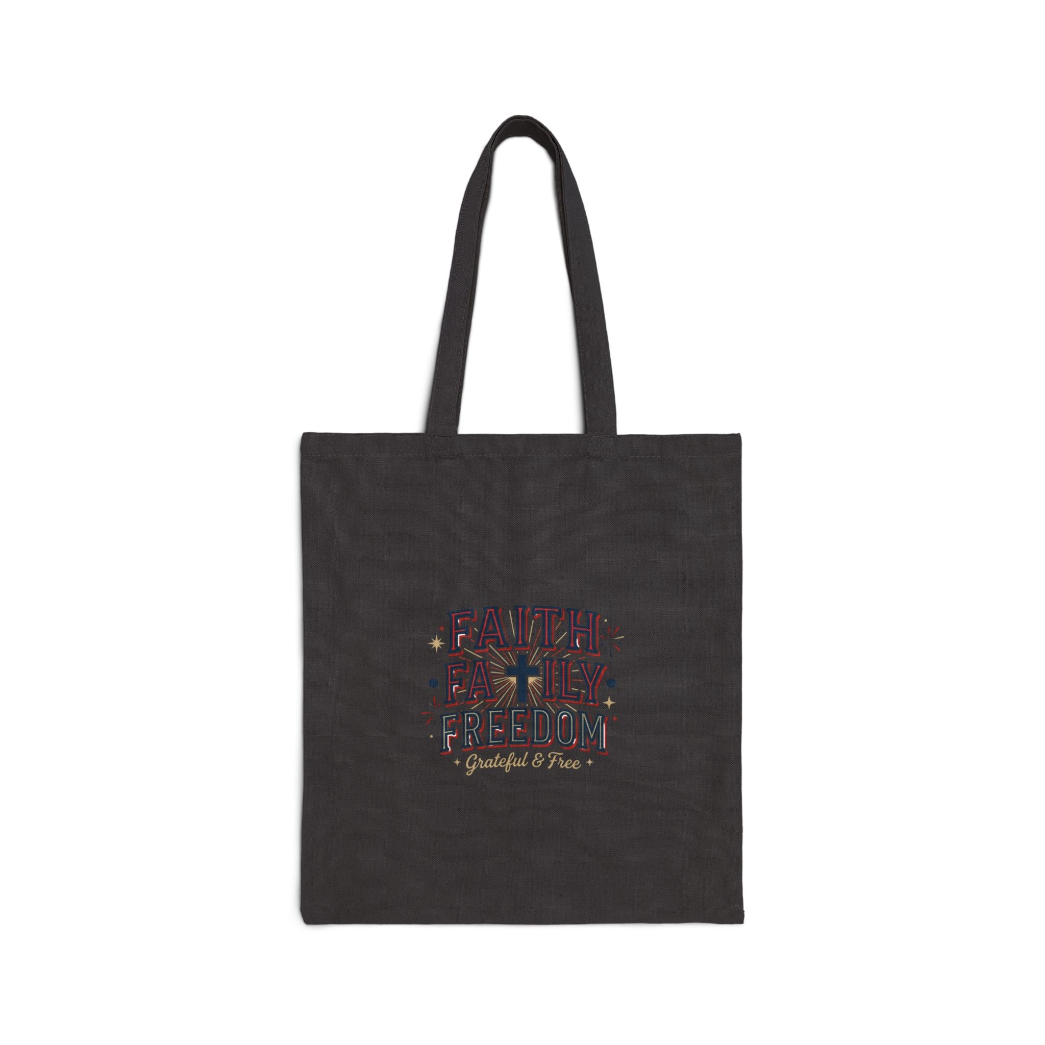 Faith Family Freedom Tote, patriotic faith-based July 4th, vintage Americana