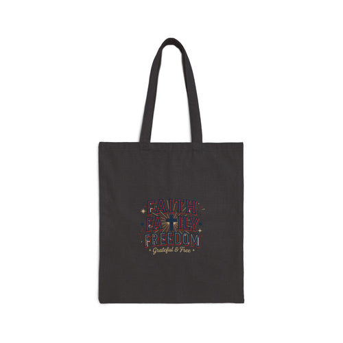 Faith Family Freedom Tote, patriotic faith-based July 4th, vintage Americana